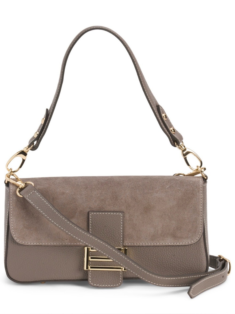 Brand NWT Genuine Leather/Suede Shoulder Bag with Gold Hardware